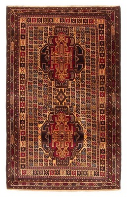 Vintage Geometric Area Rug 2'11'' x 4'11'' Traditional Hand-Knotted Wool Carpet