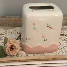 Vintage Shabby Chic White Ceramic Tissue Box ...
