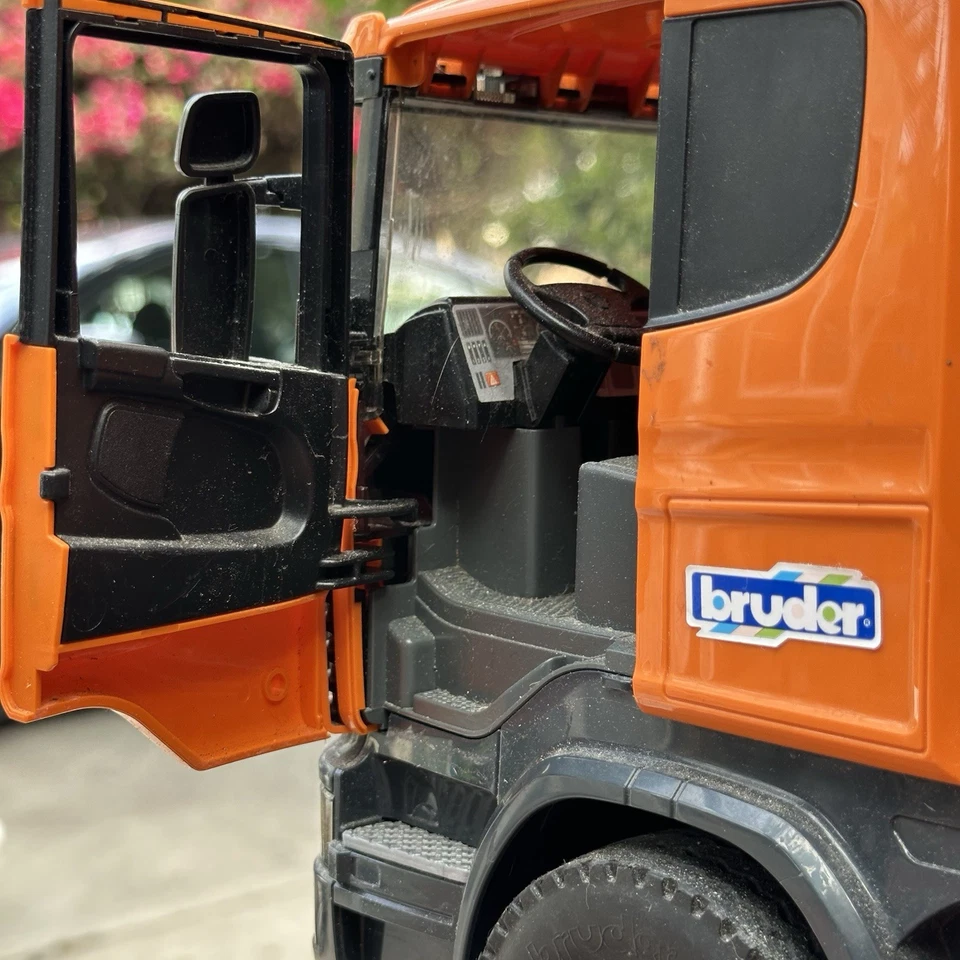 Camión de basura Bruder SCANIA serie R (naranja) 03560 muy usado * ¡¡¡tal cual!!!! Foto 3 de 4