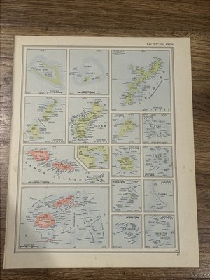 Antique 1952 Map Of Pacific Islands 14”x11” | eBay