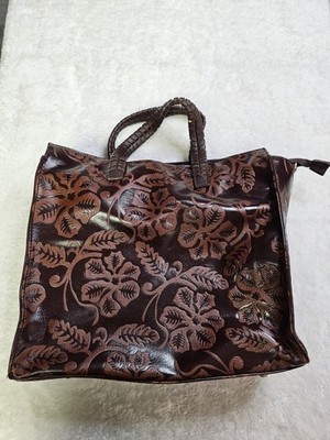 Urban Expressions Embossed Vegan Leather Top Zip Tote Bag