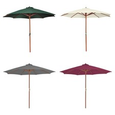 Garden Umbrella Parasol Wooden Pole Hardwood Outdoor Patio Furniture Table 300cm