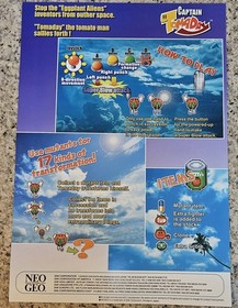 SNK NEO GEO CAPTAIN TOMADAY ORIGINAL FLYER NEW OLD STOCK PRISTINE CONDITION 