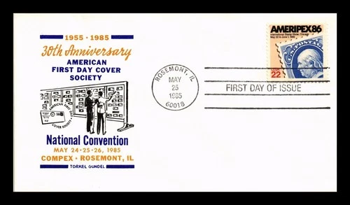 DR JIM STAMPS US COVER AMERIPEX 86 FDC AFDCS CONVENTION TORKEL GUNDEL CACHET