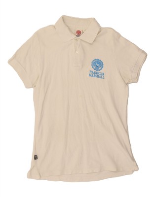 FRANKLIN MARSHALL Mens Polo Shirt Medium Off White Cotton AM11