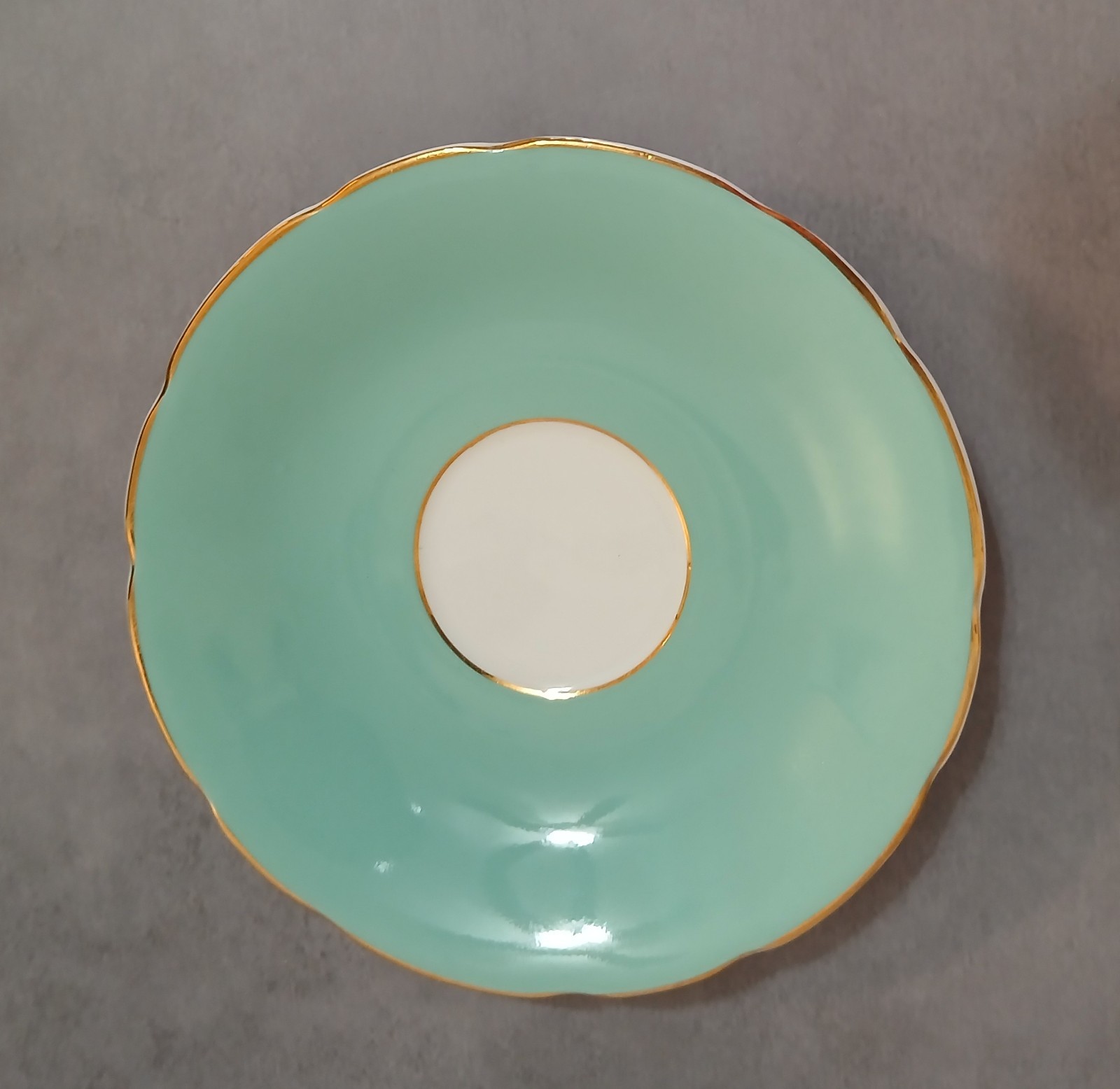 Rare Vintage H&M Sutherland China Solid Teal Teacup w/Saucer