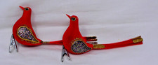 2 Clip-On Peacock Christmas Ornaments 3" Tall x 7" Long