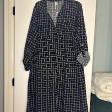 MWT-NY Collection Womens Plus 3X Black N White Collared Flap Breast Pock Dress