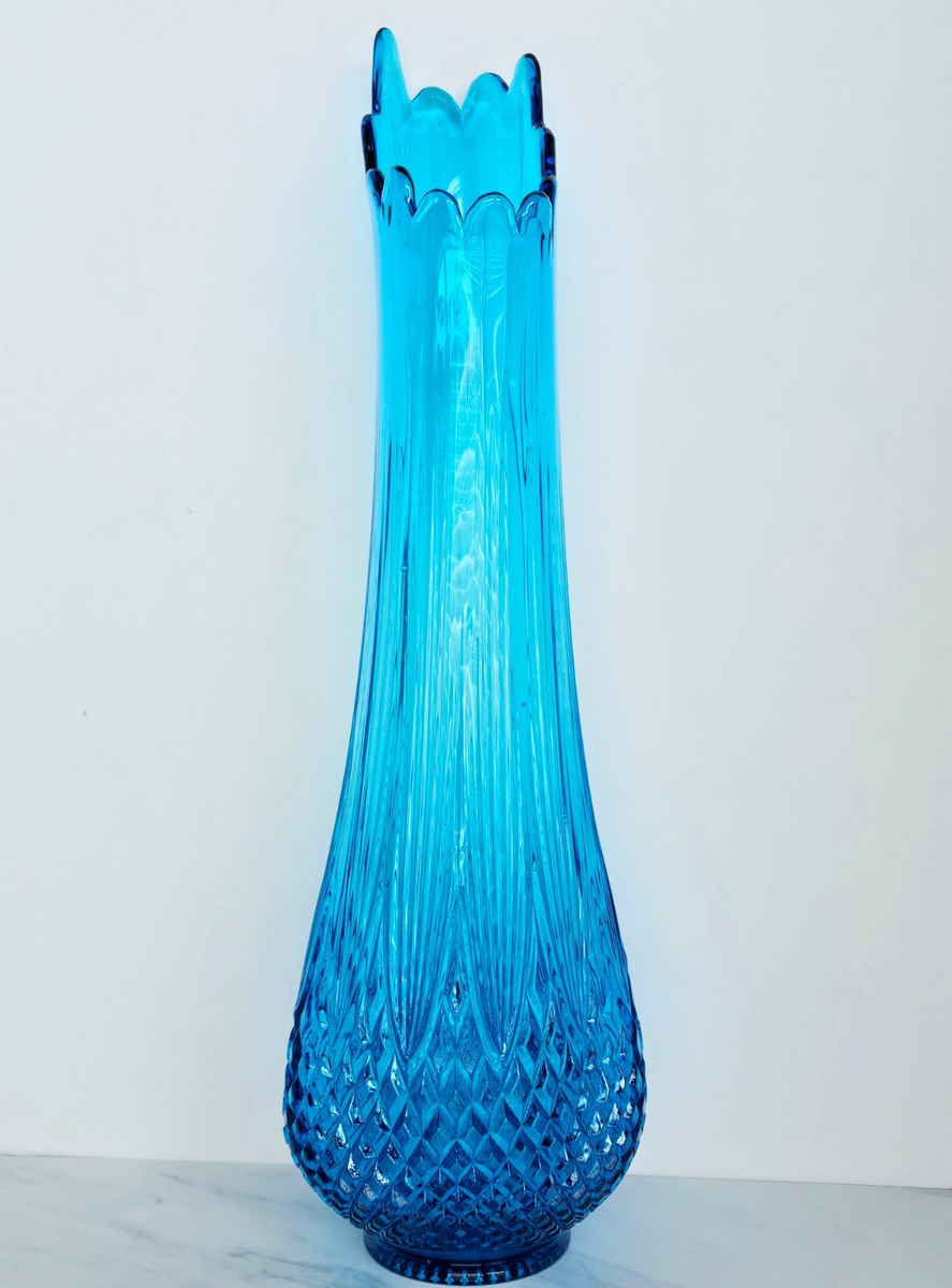 Vintage LE Smith Glass Blue Diamond Pineapple Swung Vase 🦋 | eBay
