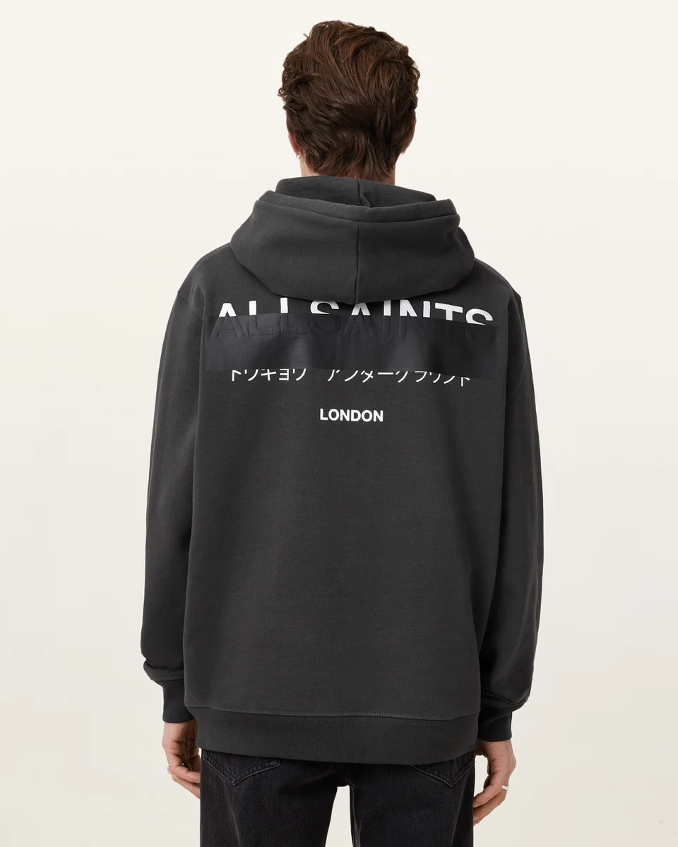 Hommes 0XFZ1640 noir AllSaints sweat à capuche zippé en mérinos mode