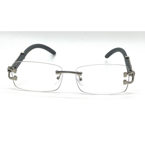Rimless Glasses Men's Rectangle Frame Designer Fashion Eyeglasses Clear Lens New - Picture 4 of 5