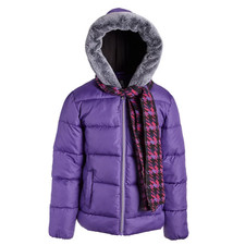 Rothschild Puffer Coat Girls Size XL 16 Purple Hood Fur Warm Winter Jacket Parka