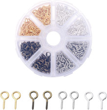 400 Pcs Metal Screw Eye Pins Set 0.55inch/7X14mm Mixed Colors Sturdy Eye Hooks f