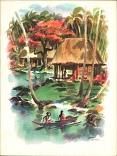 1960 S.S. LURLINE MATSON LINES cruise ship dinner menu SAMOA, SOUTH PACIFIC