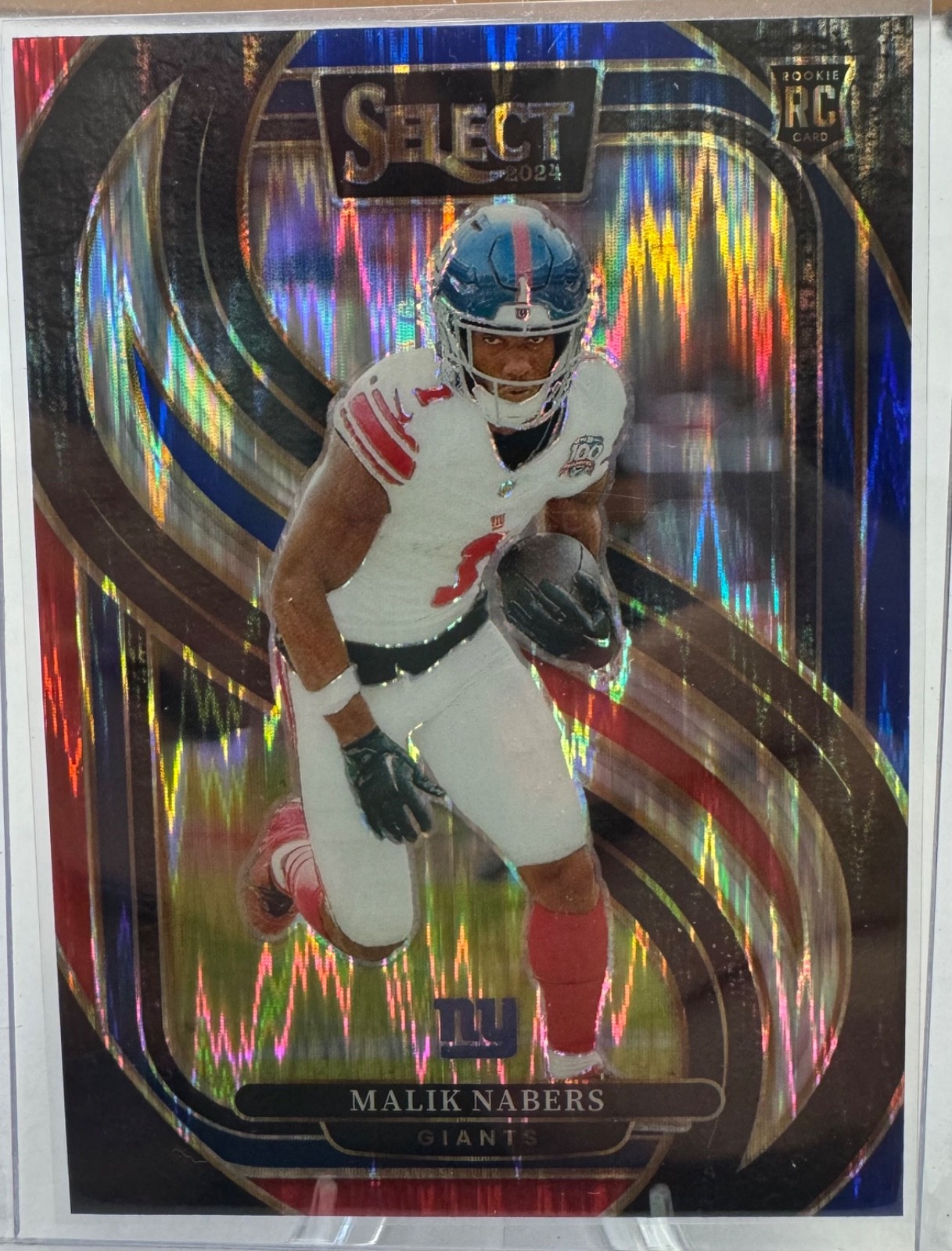 2024 Panini Select - Premier Level Malik Nabers #116 Red & Blue Shock Prizm (RC)