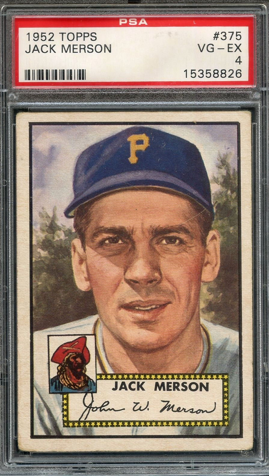 1952 Topps Tough High #375 Jack Merson PSA 4 Pittsburgh Pirates 8826