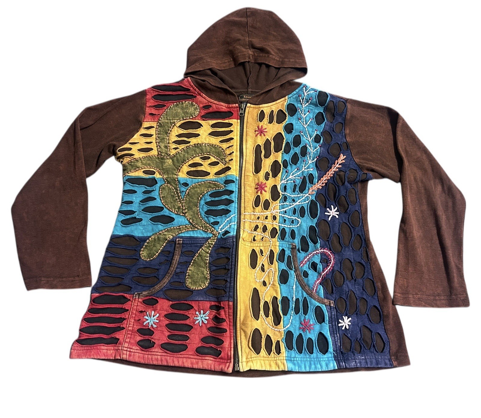 Rising International Patchwork Full Zip Hoodie Hi… - image 1