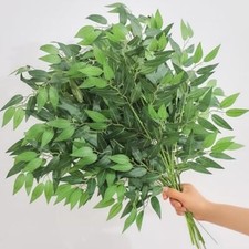 Artificial Italian Ruscus Greenery Silk Greenery 16 pcs Faux Greenery Stems A...