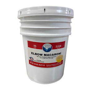20 lbs Elbow Macaroni Emergency Bucket Bulk Food Supply - Rations MRE Staple