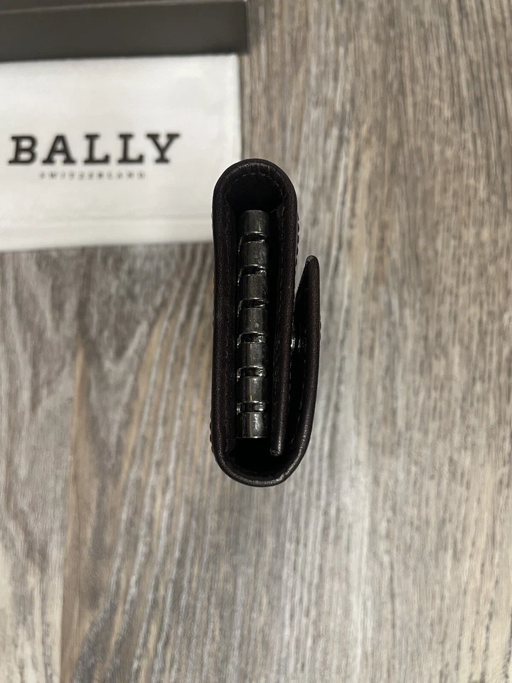 Bally Ribbon Chocolate Calfskin Key-holderStripes Brown Leather 6 Ring Key Case - Image 4 of 4