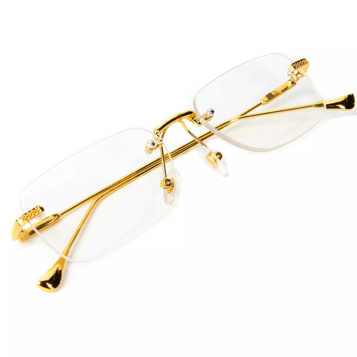 Vintage Gold Frame Rimless Luxury Men s Hip Hop Clear Lens Retro