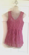 Sundance Lace Top & Camisole XS Pink V-Neck Blouse Cotton Nylon Cami 100% Cotton