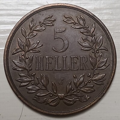 German East Africa 1908-J 5 Heller Rare