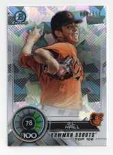 2018 Bowman Chrome Scouts Top 100 Atomic Refractor #BTP78 D.L. Hall 048/150