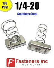 1/4"-20 Stainless Steel Spring Nuts for Unistrut Channel QTY 100 304 SS