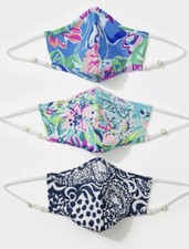Lilly Pulitzer Authentic Face Mask Chillylilly Fabric Multi Resort Prints Pack 3