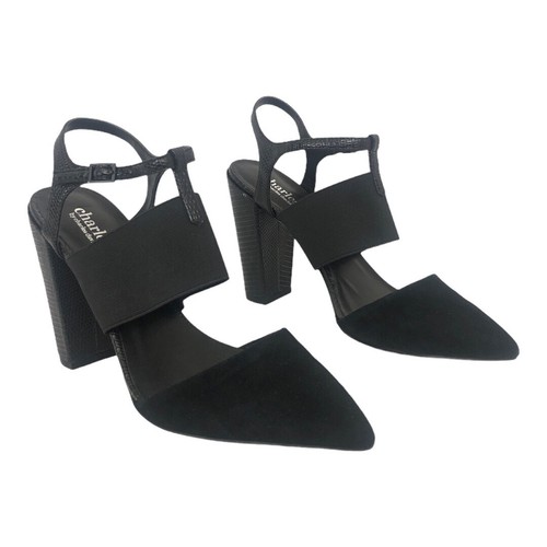 Charles by Charles David Size 8 Suede Textile Ankle Strap Pointed Toe Heels