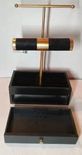 2-Tier (Jewelry Organizer) Black and Gold *T-Bar* Jewelry Display  NEW