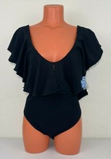 Free People Womens Ruffled Bodysuit Black Size Small