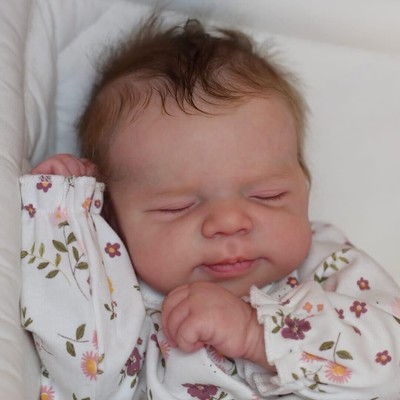 Lifelike Newborn Baby Girl 18in Full Vinyl Body Hand-Rooted Hair Sleeping Infant