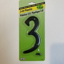 3D Black House Number 3 HY-KO Plastic 4 inch