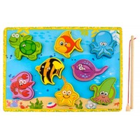 Angelspiel Holz Fische Magnet Puzzle Holzspielzeug Lernen Motorik Tiere Bunt