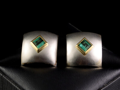 Turmalin Manschettenknöpfe für den Hemdknopf 950/- Platin & 750/- Gelbgold