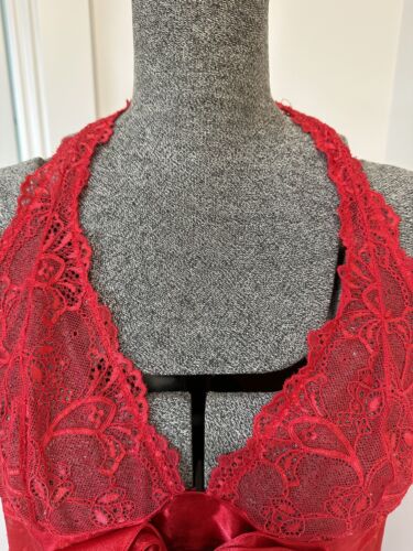 Hanky Panky red Swiss dot mesh halter neck lingerie babydoll size 10 12 14 16 L - Picture 2 of 13