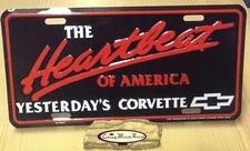 CHEVROLET HEARTBEAT OF AMERICA YESTERDAY'S CORVETTE TAG LICENSE PLATE TAG