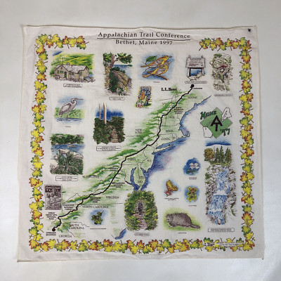 Vintage 1997 Appalachian Trail Conference Bethel Maine Printed Image Bandana USA