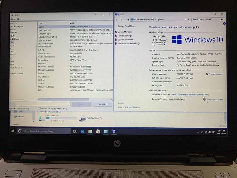 HP ProBook 640 G2 14" Laptop Intel i5-6300U@2.4GHz| 8GB RAM| 256GB SSD - Image 3 of 4