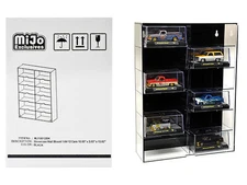 Showcase 12-Car Display Case Black Back "Mijo Exclusives" 1/64 CARZ