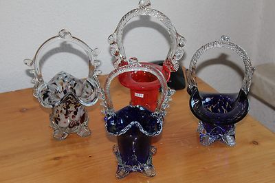 4 Alte Glaskörbe Glaskorb Abrissglas 70er Jahre Crystal