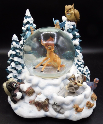 Disney Winter Bambi Snow globe Musical Animation Works great! | eBay
