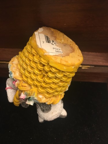 Playful Kitty Cat In The Basket With Ball Of Yarn Figurine 2 1/2” - Picture 5 of 5