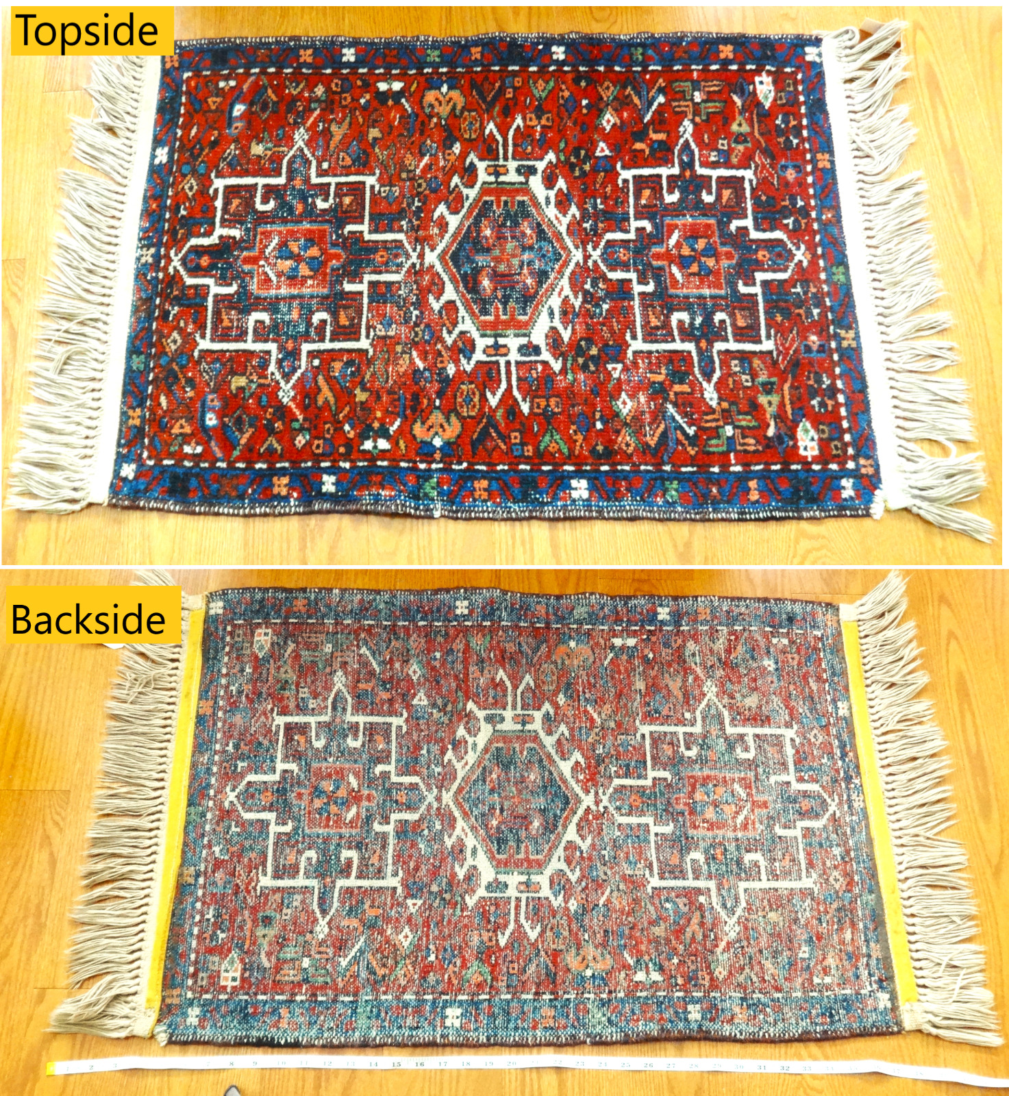  Beautiful Antique Oriental Rug - Some Wear - 3'x2' - Hand Knotted- 1000 KPSI