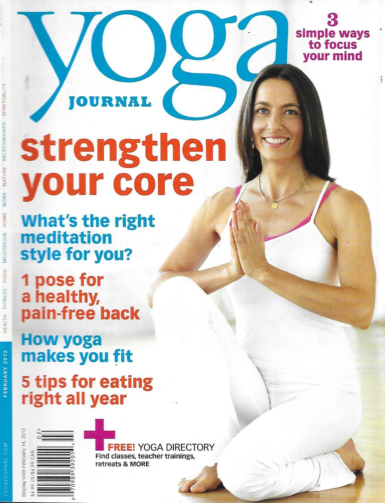 Yoga Journal Magazine Strengthen Your Core Healthy Back Focus Your Mind 2012