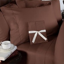 Chocolate Solid King 4 Pc Bed Sheet Set 1000 Thread Count 100 Egyptian Cotton
