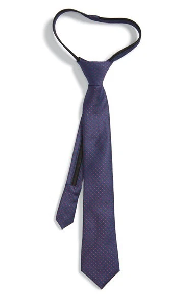 Corbata con cremallera de seda punto Joey azul marino/rojo Nordstrom para niño talla única L38013 Foto 2 de 2