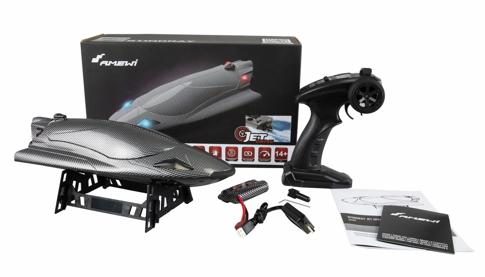 Amewi RC Stingray Speedboot mit Jetantrieb 335mm RTR Carbon Optik - Bild 2 von 4